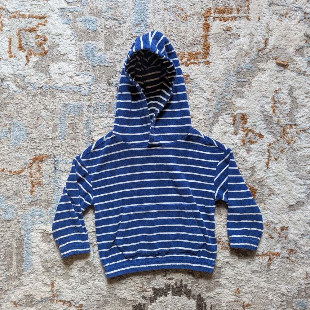 Mini Boden Navy and White Striped Kids Hoodie
